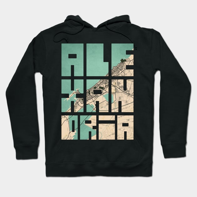 Alexandria, Egypt City Map Typography - Vintage Hoodie by deMAP Studio